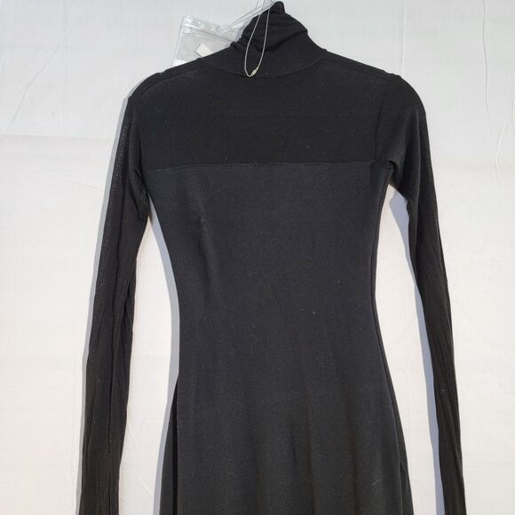 MARCELLAMODA Black Midi Dress Turtleneck Stretchable Bodycon Long Sleeve Size 00 - Picture 5 of 9